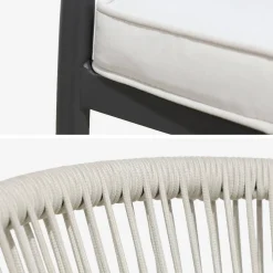Round garden table aluminium and glass + 6 armchairs