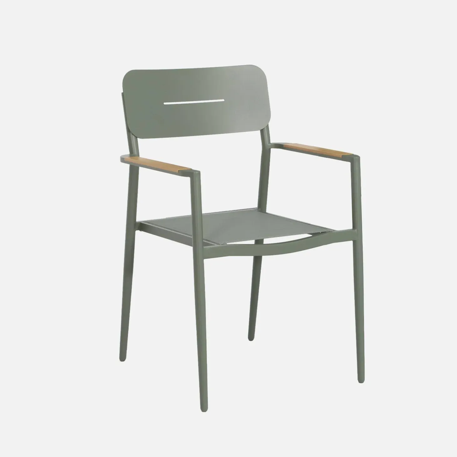 Round garden table aluminium + 6 armchairs