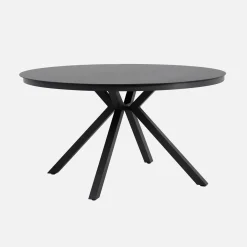 Round garden table aluminum and glass seats 6