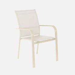 Round garden table Ø140cm aluminium + 6 chairs