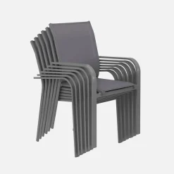 Round garden table Ø140cm aluminium + 6 chairs