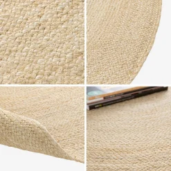 Round jute indoor rug, natural