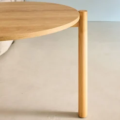Round nesting coffee tables wood effect