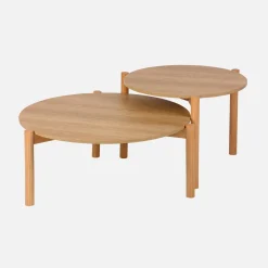 Round nesting coffee tables wood effect