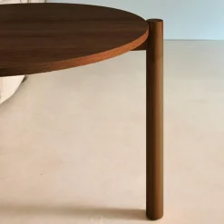 Round nesting coffee tables wood effect