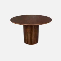 Round rubberwood dining table and oak veneer 4 seats