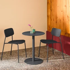 Round steel bistro garden table + 2 chairs