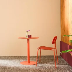 Round steel bistro garden table for 2 people