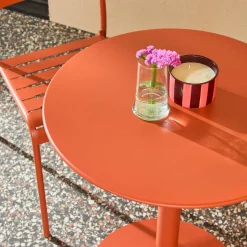 Round steel bistro garden table + 2 chairs