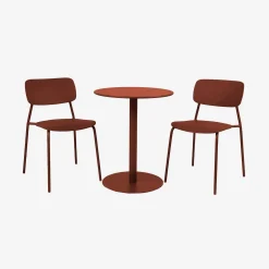 Round steel bistro garden table + 2 chairs