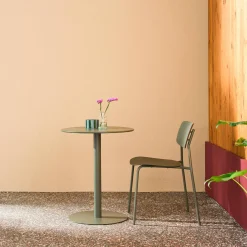 Round steel bistro garden table for 2 people