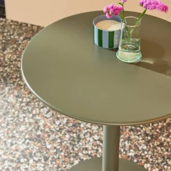 Round steel bistro garden table for 2 people