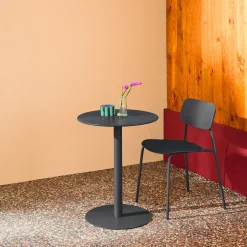 Round steel bistro garden table for 2 people