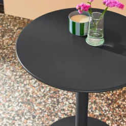 Round steel bistro garden table for 2 people