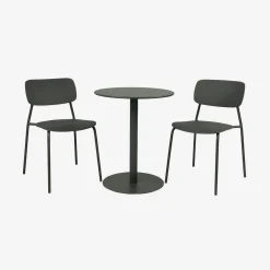 Round steel bistro garden table + 2 chairs