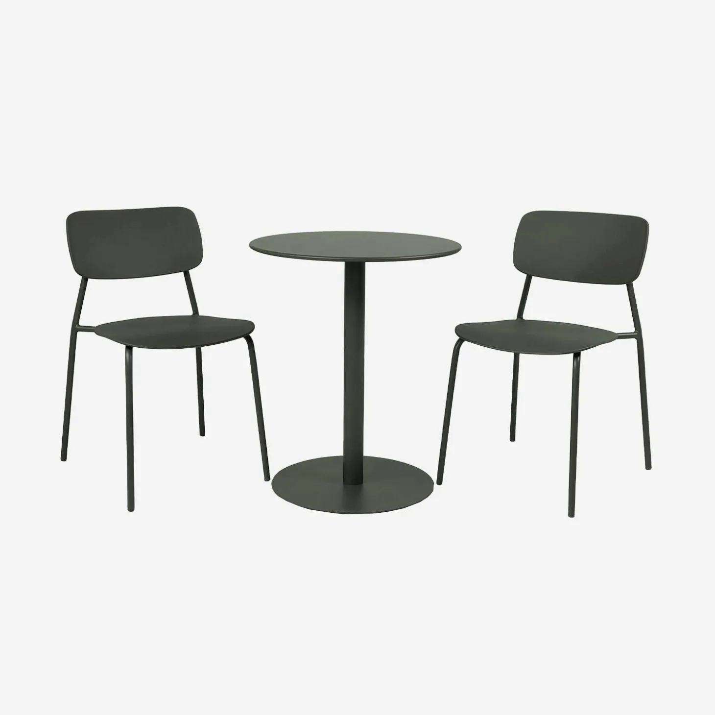 Round steel bistro garden table + 2 chairs