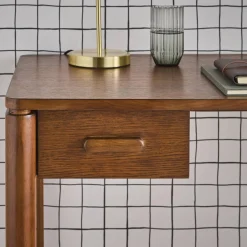Rubberwood desk oak veneer 1 drawer