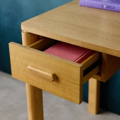 Rubberwood desk oak veneer 1 drawer