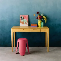 Rubberwood desk with ash veneer 2 drawers