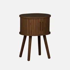 Scandinavian bedside table wood decor 2 sliding doors
