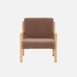 Scandinavian children's armchair in wood and bouclette fabric