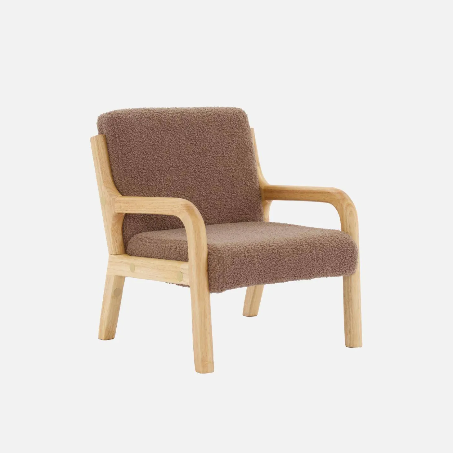 Scandinavian children's armchair in wood and bouclette fabric