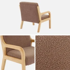 Scandinavian children's armchair in wood and bouclette fabric