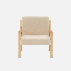 Scandinavian children's armchair in wood and bouclette fabric