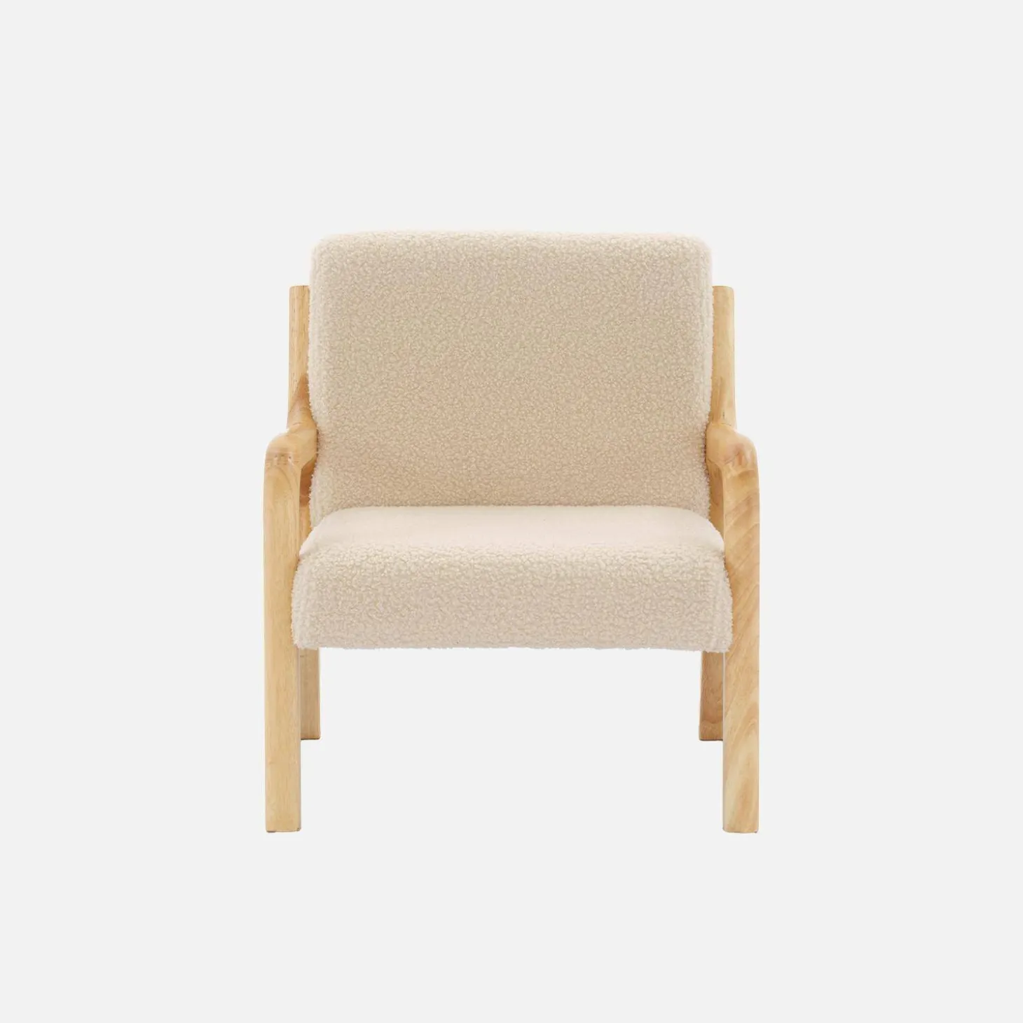 Scandinavian children's armchair in wood and bouclette fabric