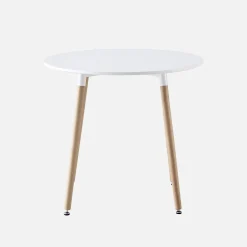 Scandinavian round dining table wood 2 seats