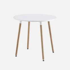 Scandinavian round dining table wood 2 seats