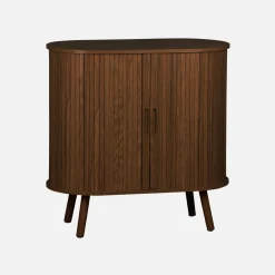 Scandinavian sideboard grooved wood effect 2 sliding doors 80cm