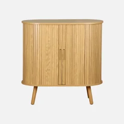 Scandinavian sideboard grooved wood effect 2 sliding doors 80cm