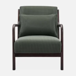 Scandi-style armchair in fine corduroy and hevea wood