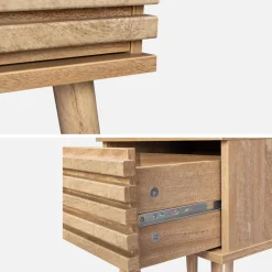 Scandi-style bedside table with grooved wooden effect