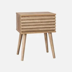 Scandi-style bedside table with grooved wooden effect