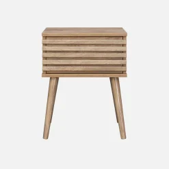 Scandi-style bedside table with grooved wooden effect
