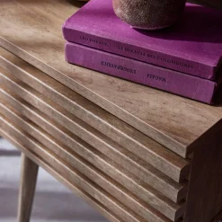 Scandi-style bedside table with grooved wooden effect