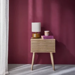Scandi-style bedside table with grooved wooden effect