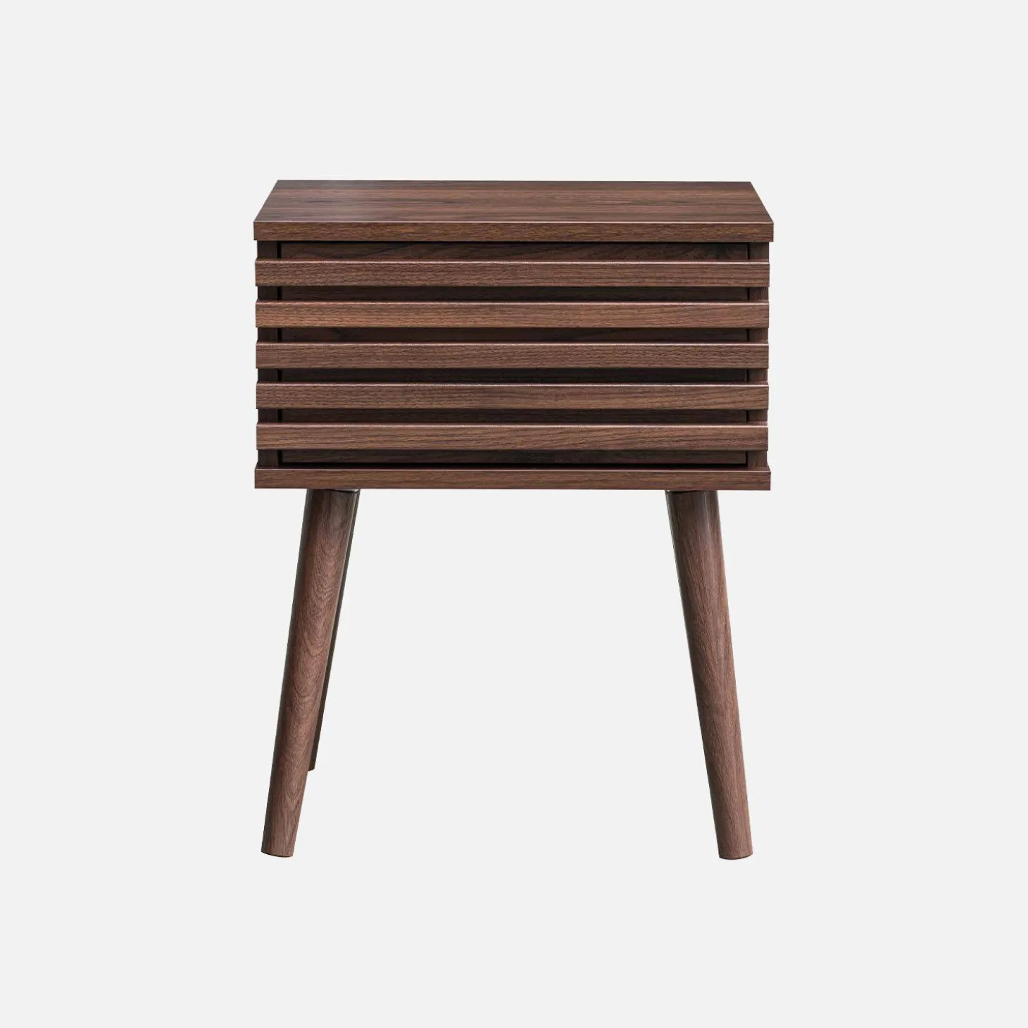 Scandi-style bedside table with grooved wooden effect
