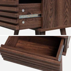 Scandi-style bedside table with grooved wooden effect
