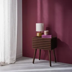 Scandi-style bedside table with grooved wooden effect