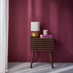 Scandi-style bedside table with grooved wooden effect