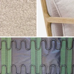 Scandi-style boucle wooden armchair with cushion
