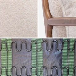 Scandi-style boucle wooden armchair with cushion