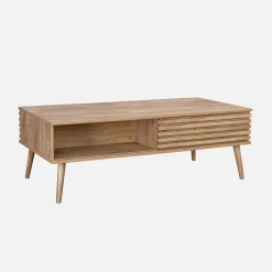 Scandi-style coffee table with wooden grooved effect