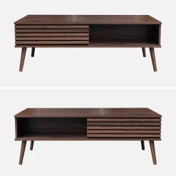 Scandi-style coffee table with wooden grooved effect