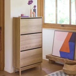 Scandi-style shoe cabinet with wood effct