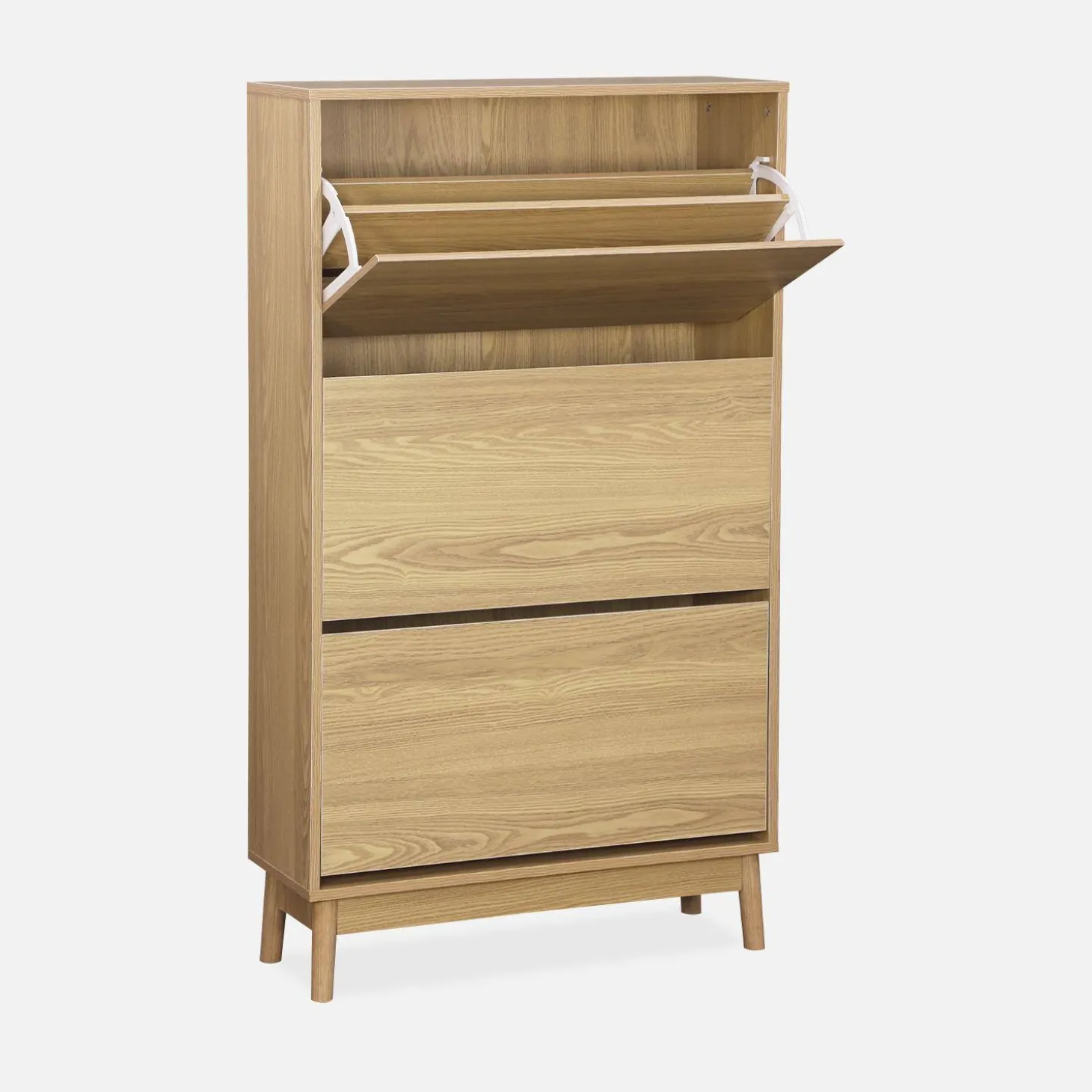 Scandi-style shoe cabinet with wood effct