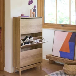 Scandi-style shoe cabinet with wood effct